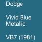 Preview: Dodge, Vivid Blue Metallic, VB7 (1981).